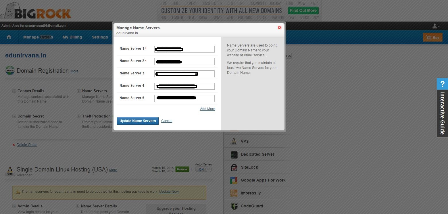 set DNS name for the site